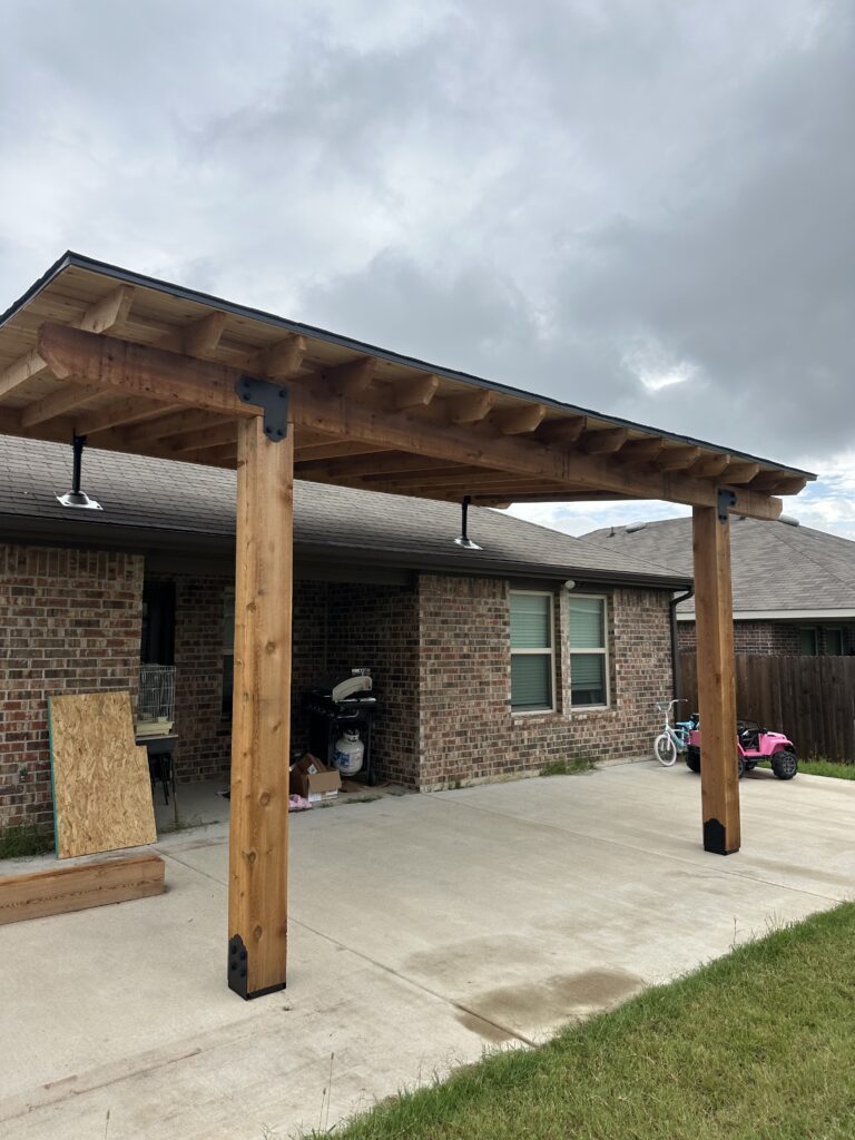 Patio pergola installed by Terra Renovations in Sunnyvale Texas
