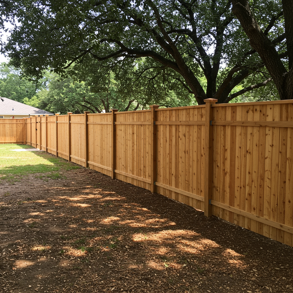 Professional fence installation by Terra Renovations in Dallas, showing a newly installed wood privacy fence.