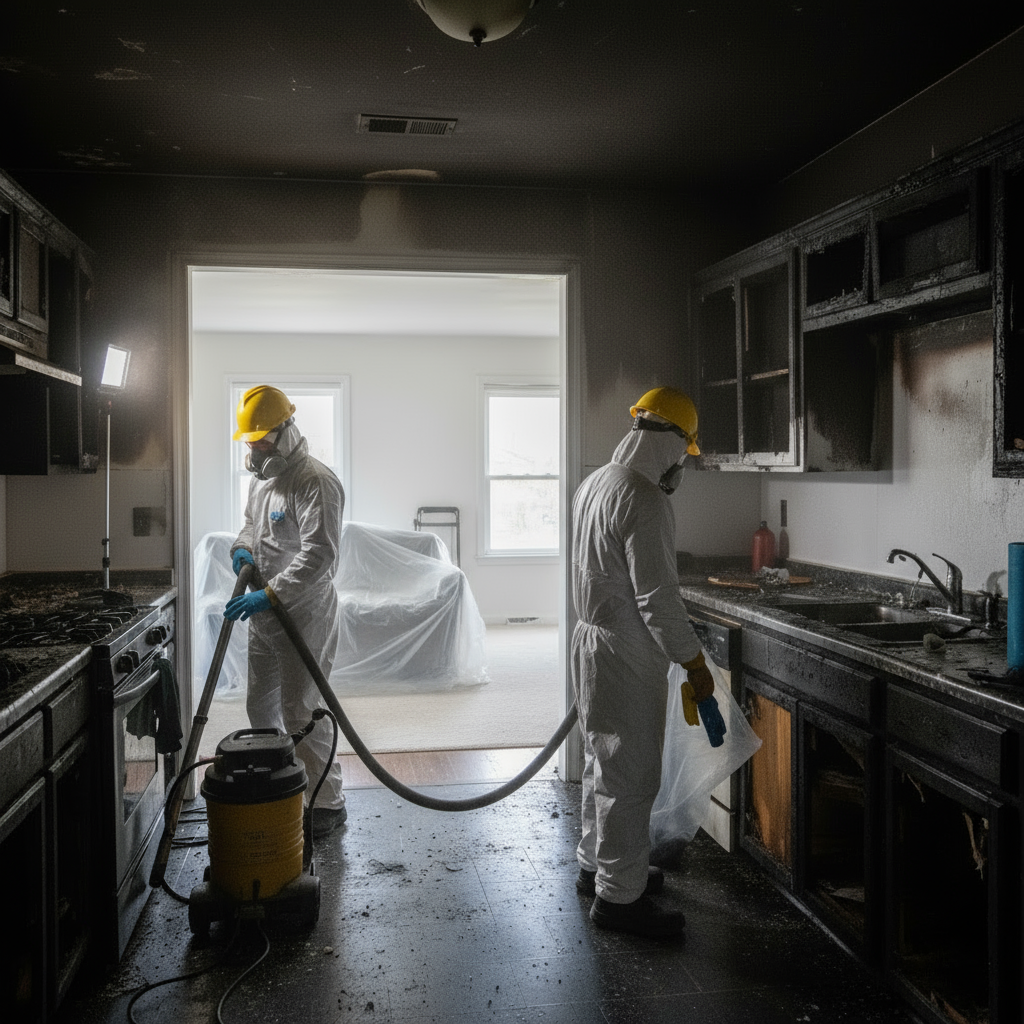 Complete kitchen rebuild and restoration after fire damage by Terra Renovations in Sunnyvale Texas.
