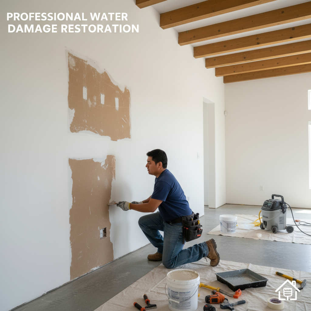 Emergency water damage restoration service by Terra Renovations in a Dallas home.