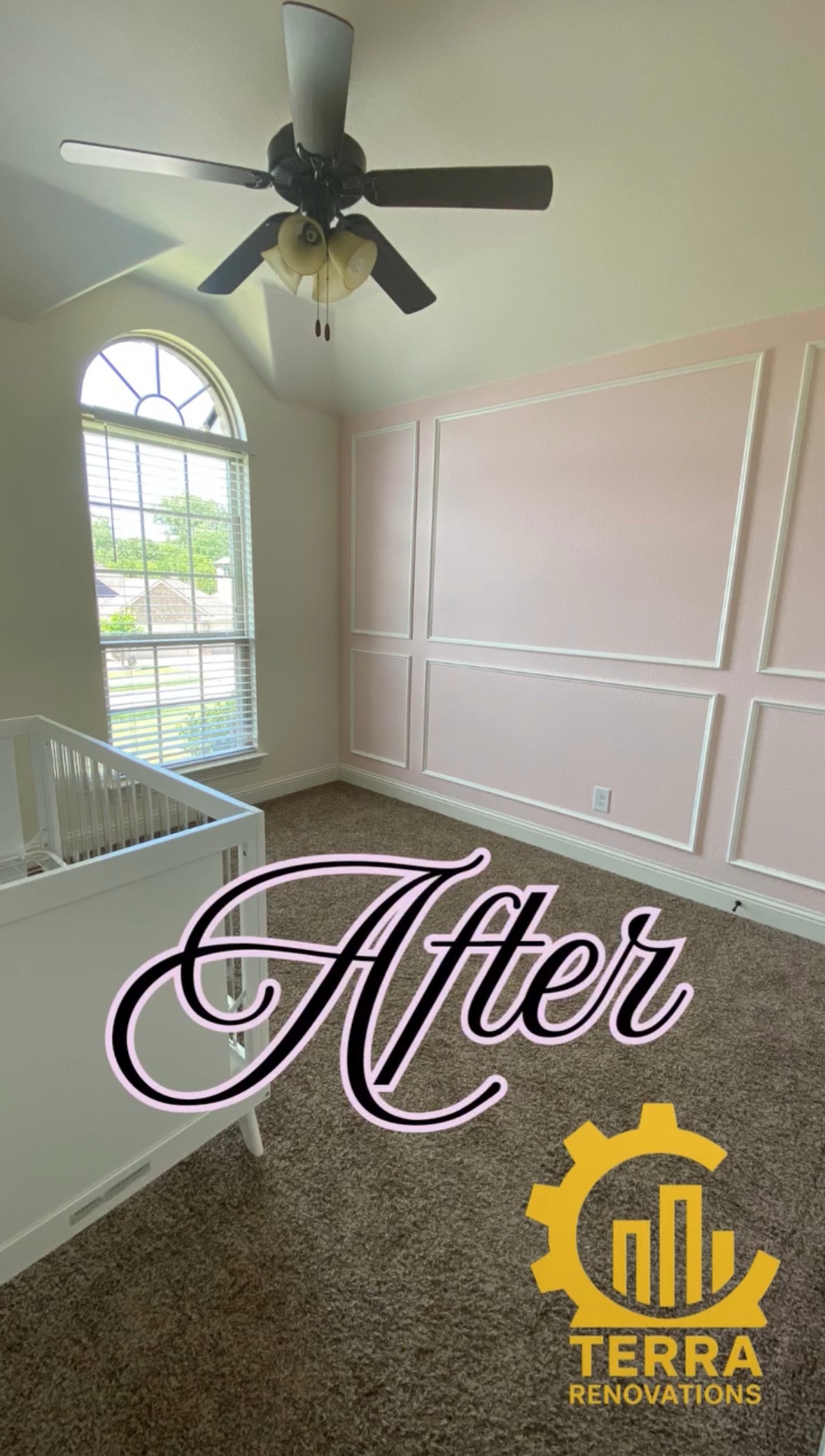 Custom wainscoting in finished nursery, accent wall contractor DFW