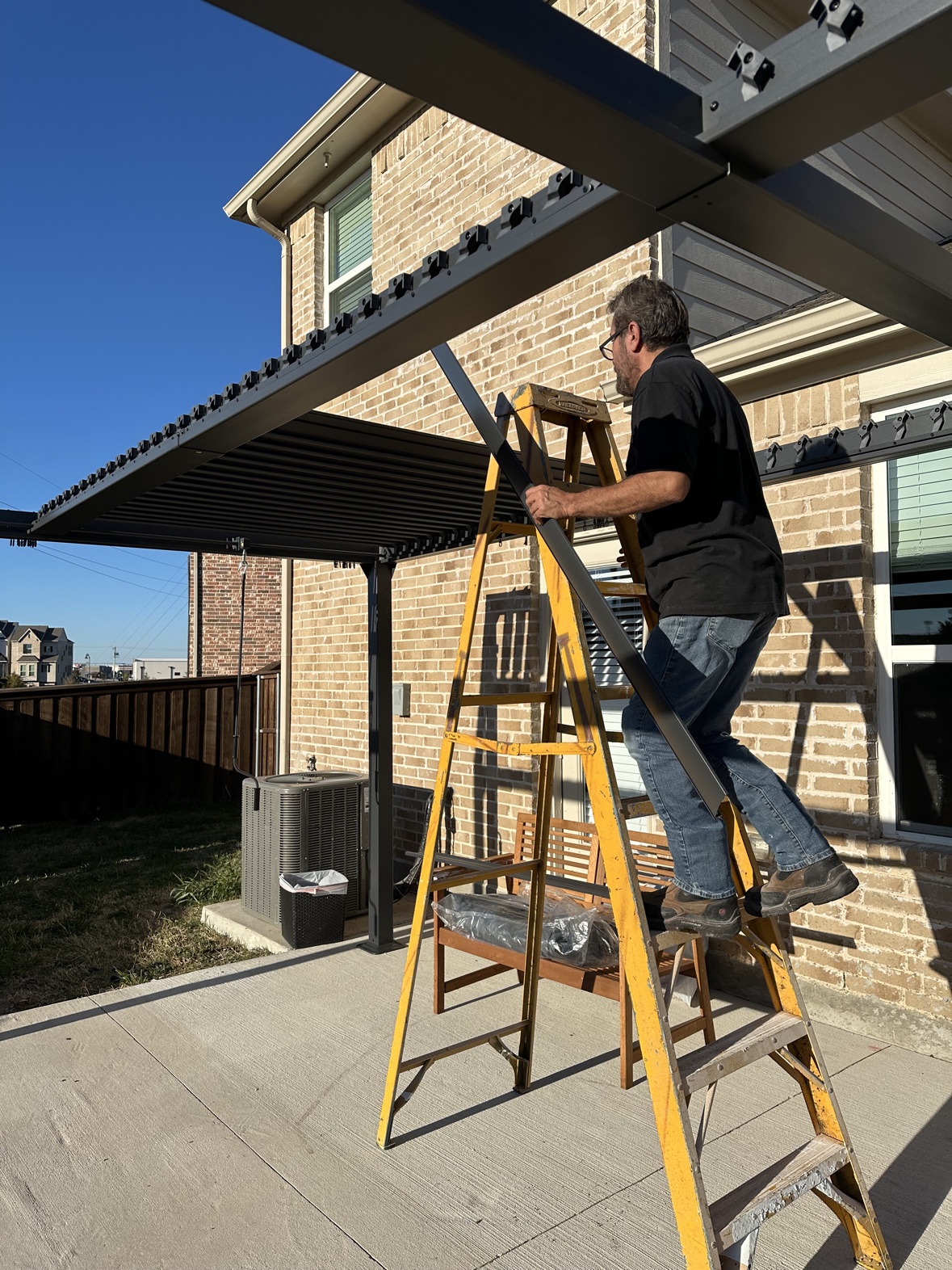 Setting louvers on pergola with precision, DFW pergola installation