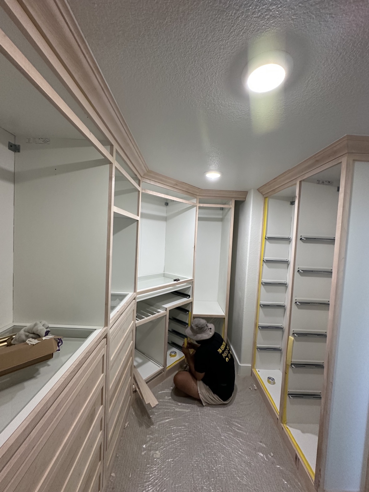 Installing custom closet cabinets, carpenter-built closets Fort Worth TX